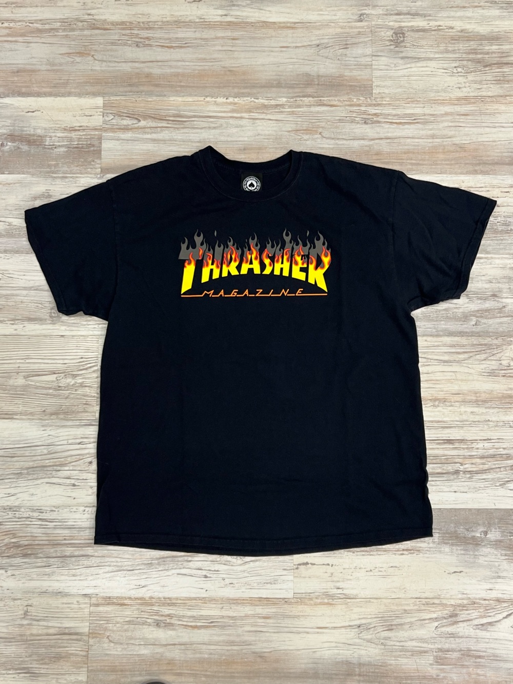 Thrasher Magazine Classic Flame Logo Black T-Shirt Size XL